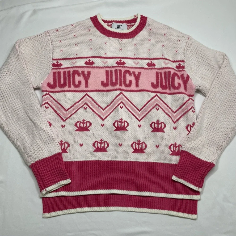 Juicy Couture Pink Crown Logo Knit Sweater